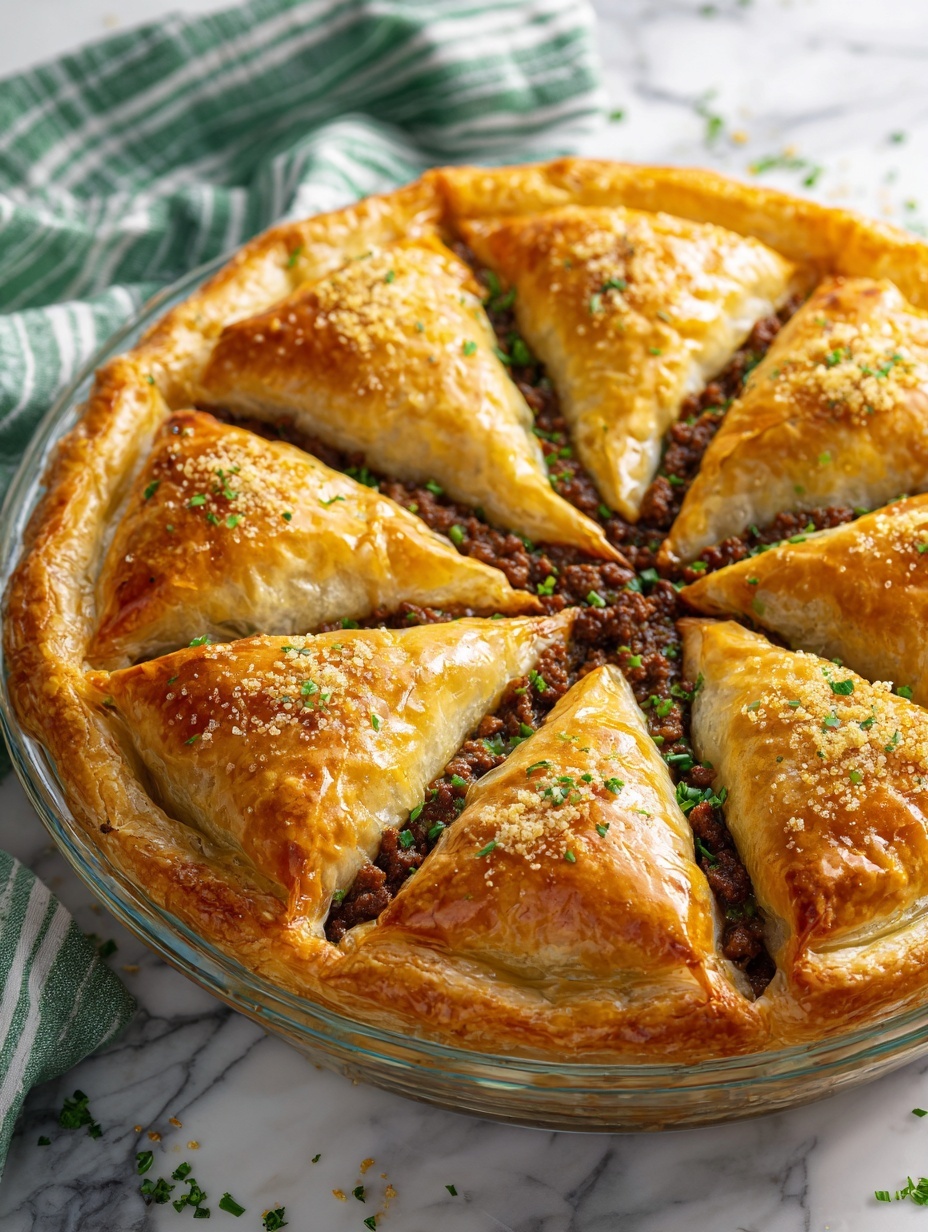 The image shows a thick square slice of lasagna on a white plate set on a white marbled surface. The lasagna has five visible layers: a browned golden cheese layer on top with a slightly crispy texture and small green herb leaves scattered on it, a layer of small brown ground meat mixed with a red tomato sauce beneath it, a thick white creamy ricotta cheese layer in the middle, another layer of the brown meat and red tomato sauce below that, and a thin pasta sheet at the bottom. The edges of the lasagna slice are slightly browned and look soft. photo taken with an iphone --ar 2:3 --v 7